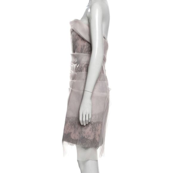 Marchesa Silk Lace Strapless Dress Pale Pink 6 - Picture 2 of 7